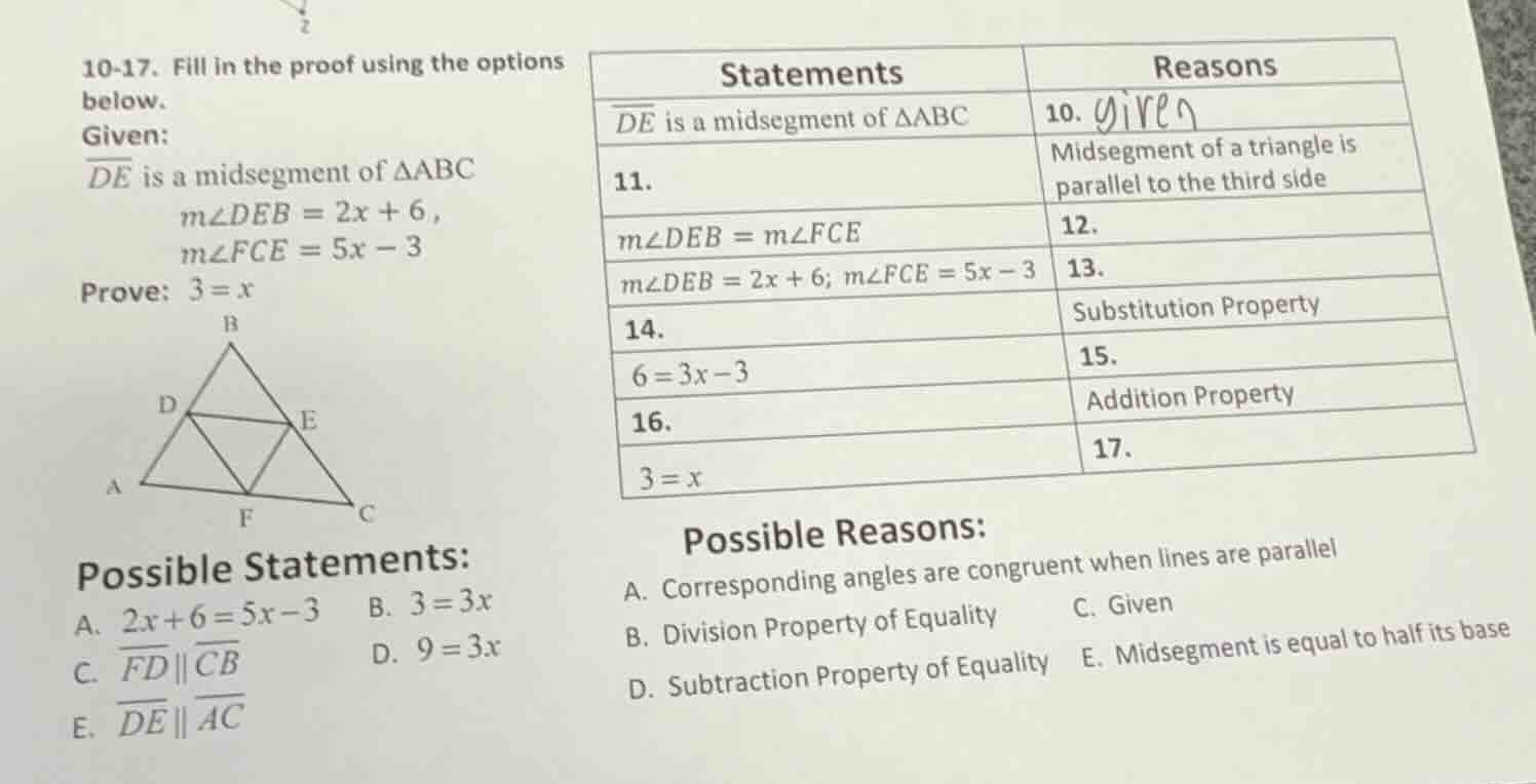 10-17. fill in the proof using the options below. given: \\(\\overline{…