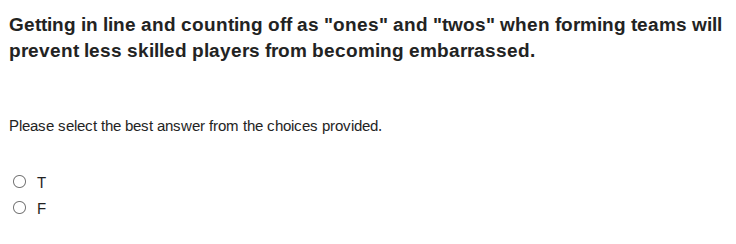 getting in line and counting off as \ones\ and \twos\ when forming team…