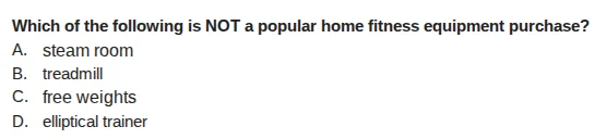 which of the following is not a popular home fitness equipment purchase…