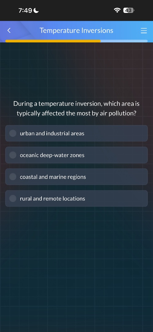 during a temperature inversion, which area is typically affected the mo…