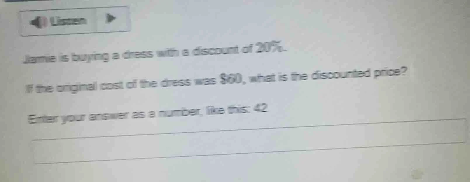 jamie is buying a dress with a discount of 20%. if the original cost of…