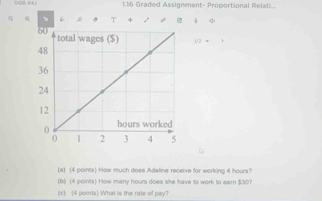 (a) (4 points) how much does adeline receive for working 4 hours? (b) (…