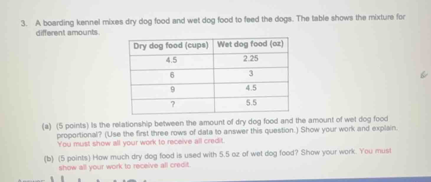 3. a boarding kennel mixes dry dog food and wet dog food to feed the do…