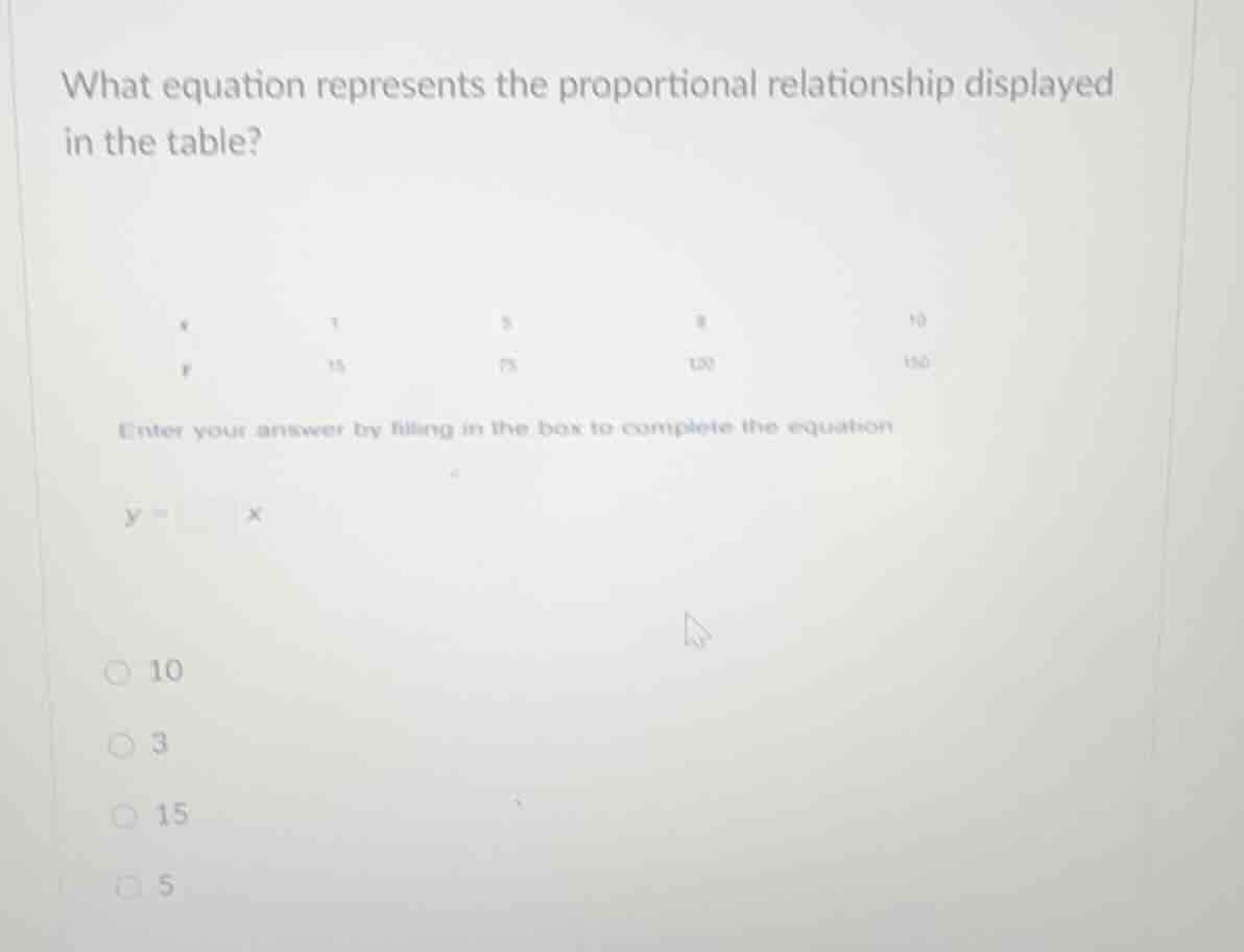what equation represents the proportional relationship displayed in the…