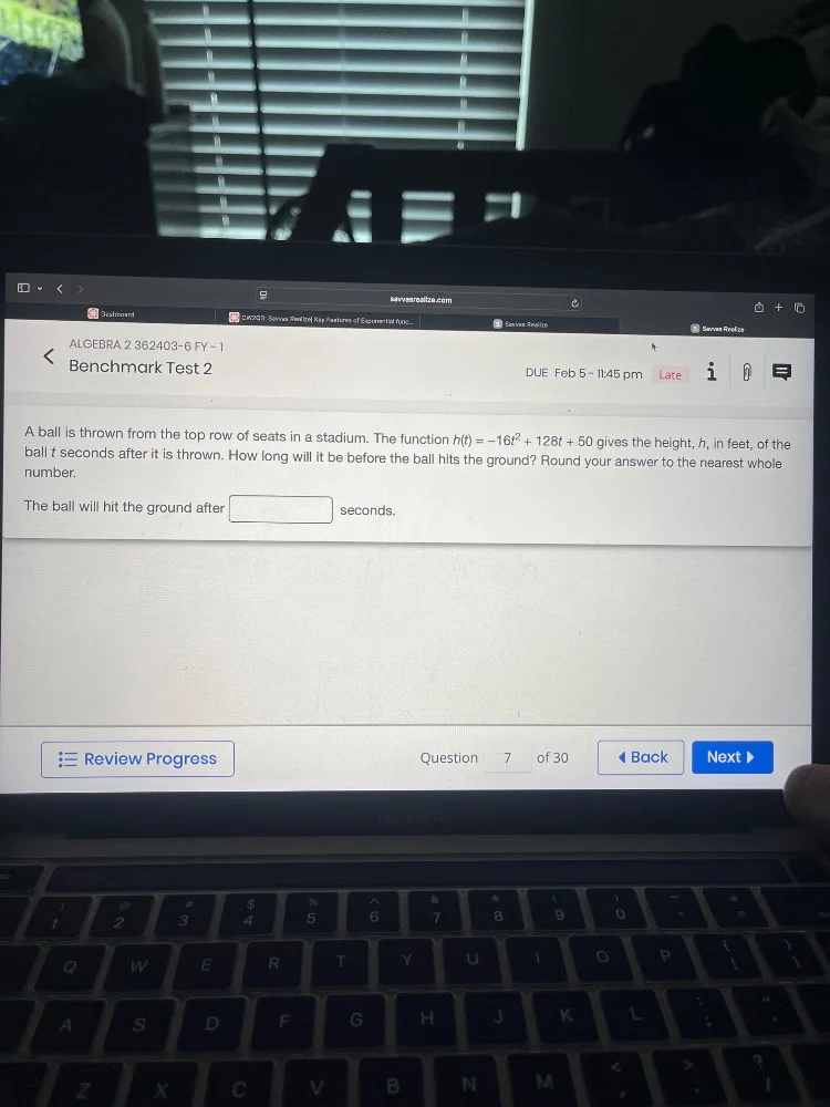 a ball is thrown from the top row of seats in a stadium. the function $…