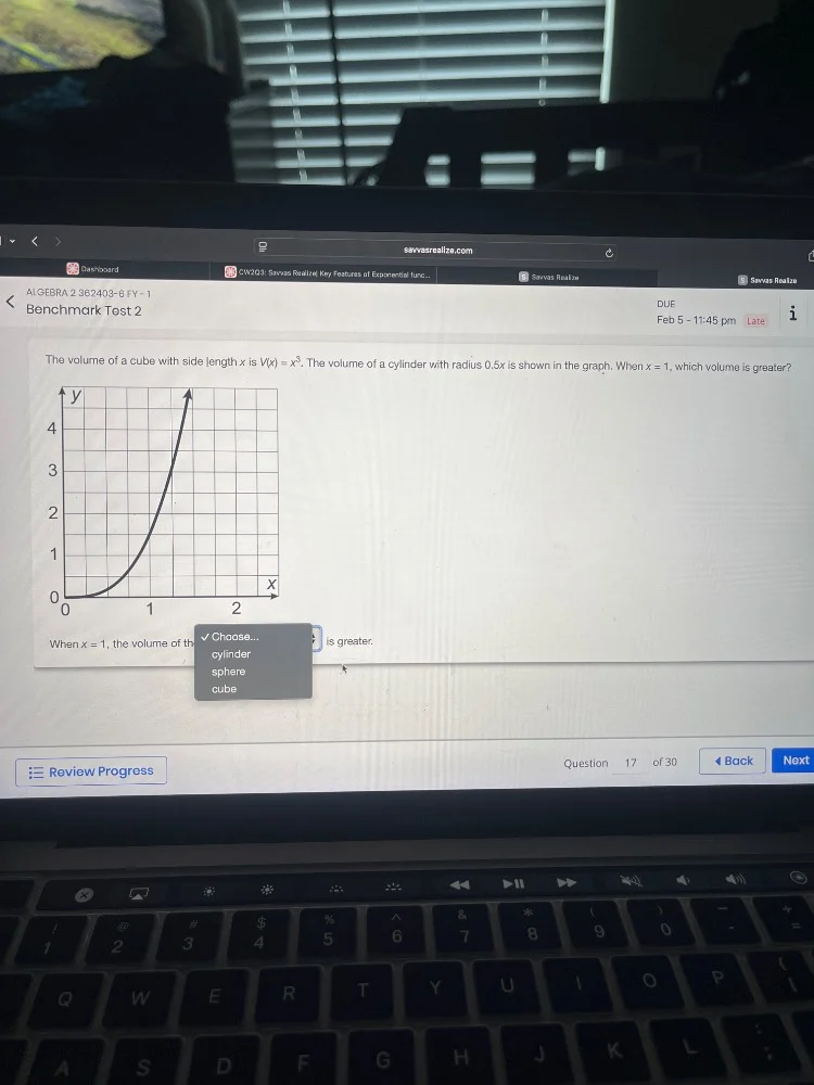 the volume of a cube with side length ( x ) is ( v(x)=x^{3} ). the volu…