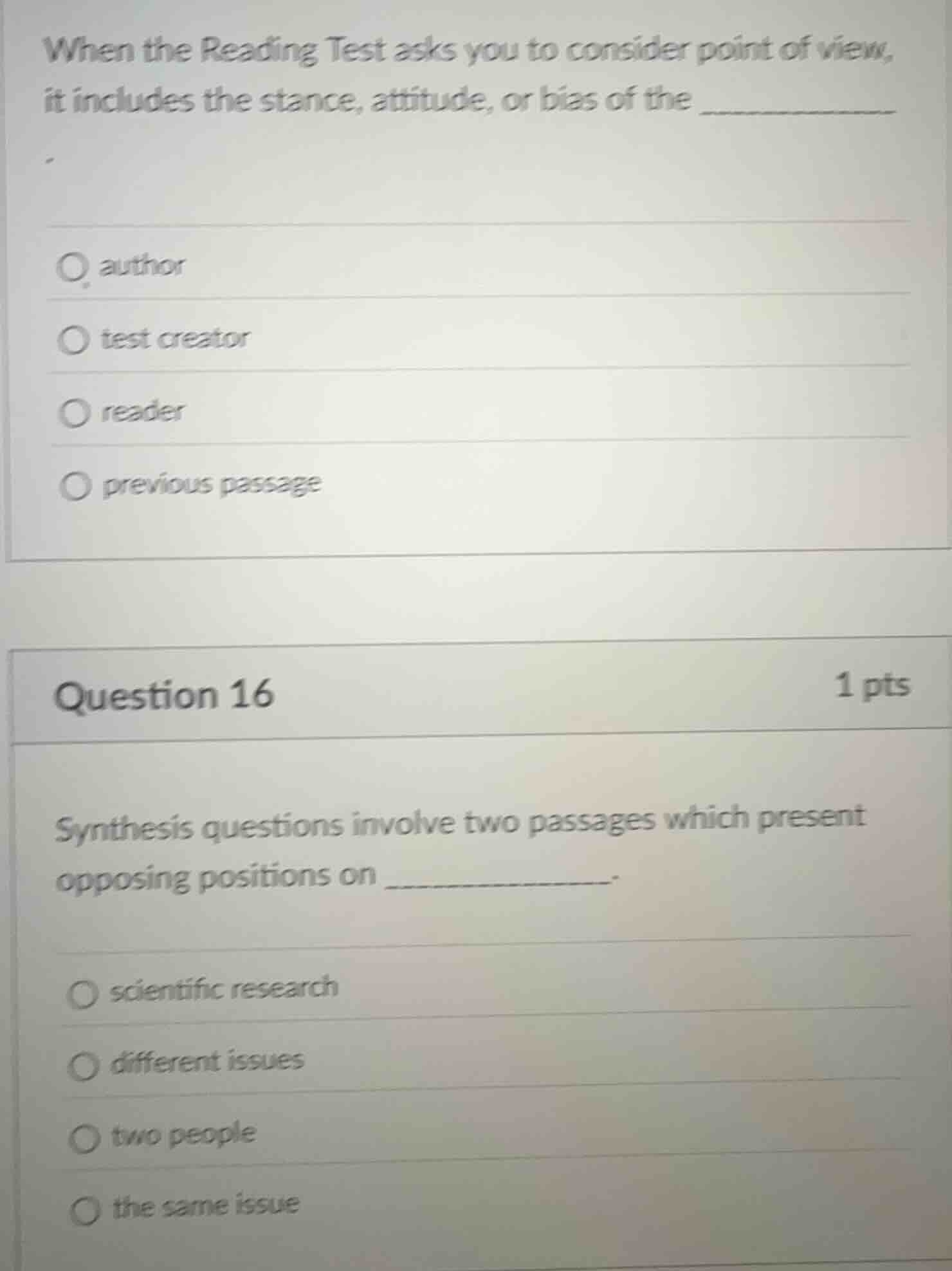 when the reading test asks you to consider point of view, it includes t…