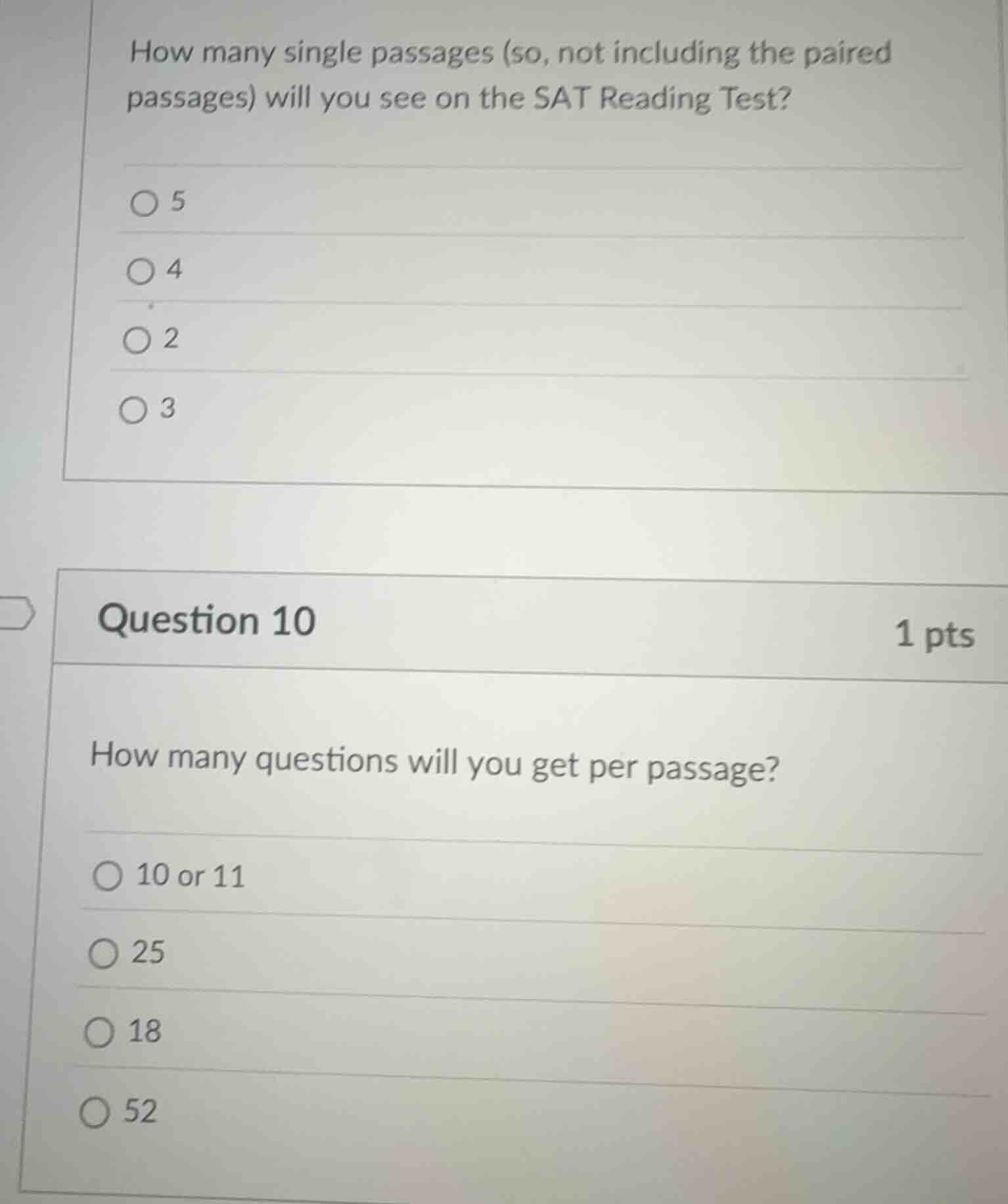 how many single passages (so, not including the paired passages) will y…