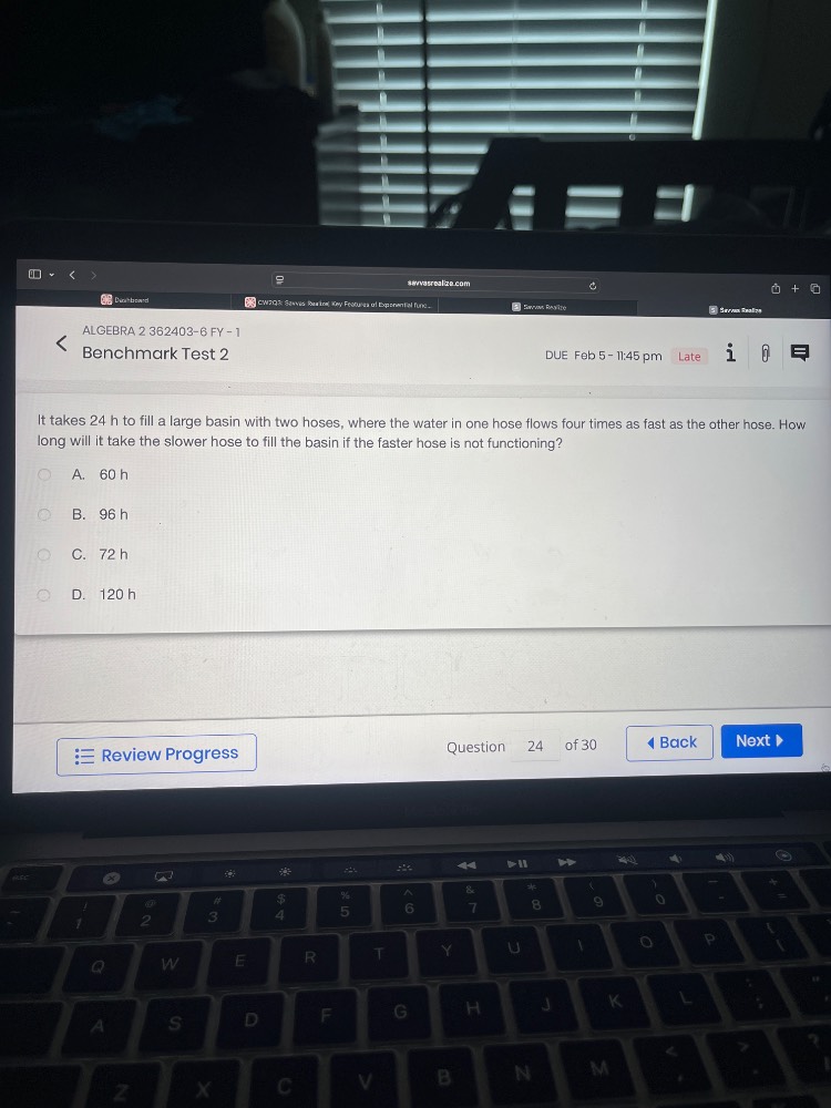 algebra 2 362403-6 fy - 1 benchmark test 2 due feb 5 - 11:45 pm late it…