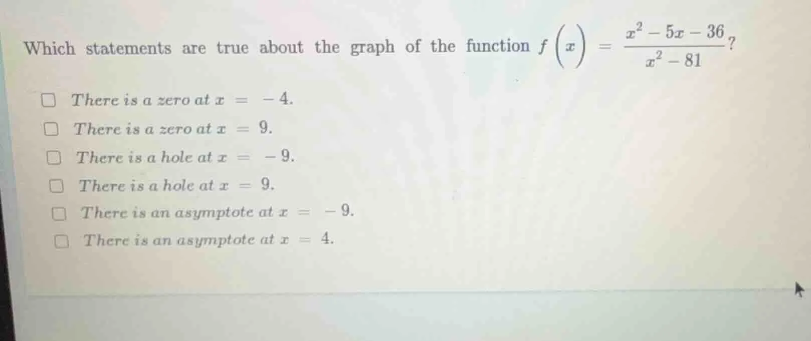 which statements are true about the graph of the function $f\\left(x\ i…
