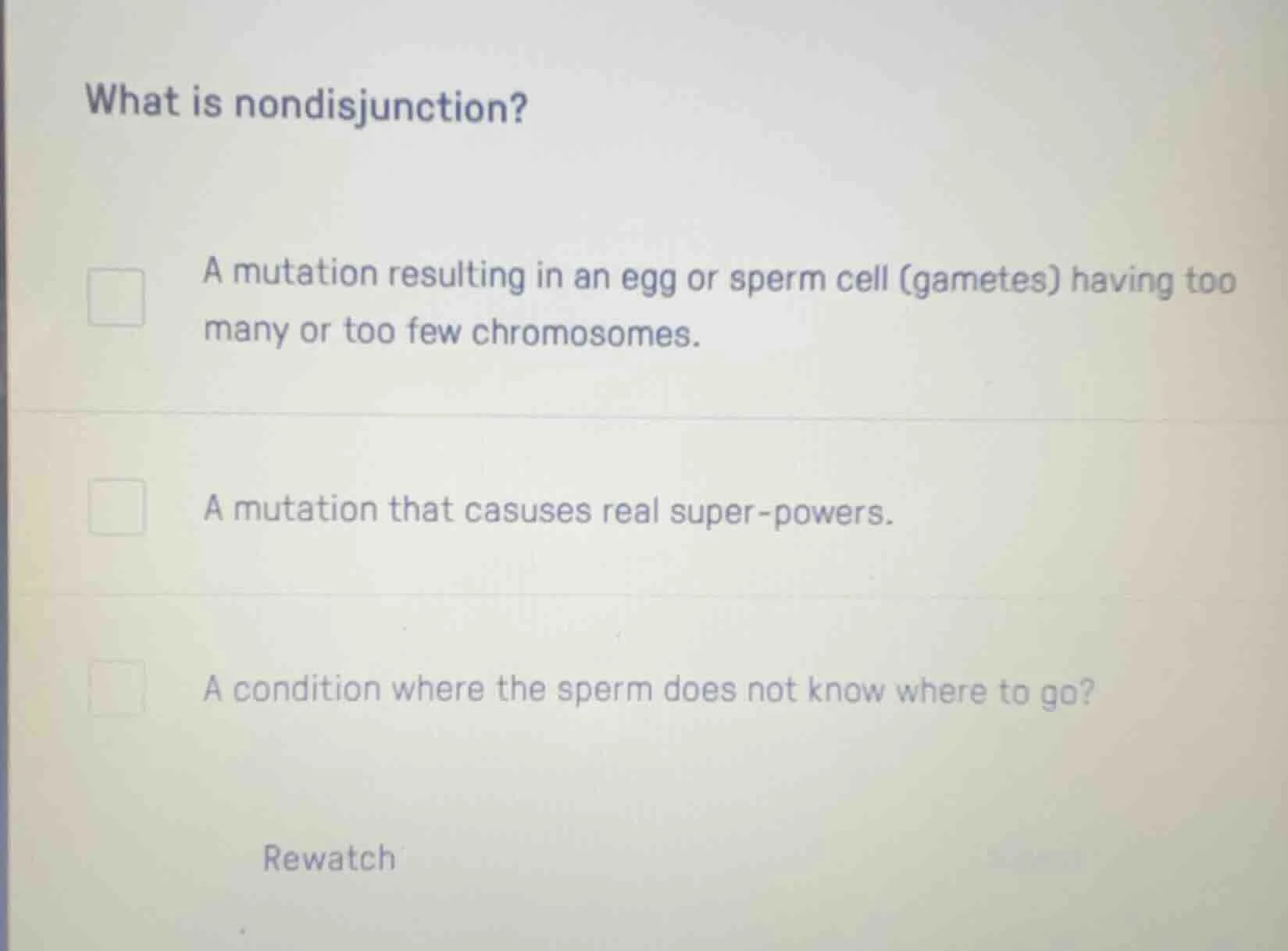 what is nondisjunction? a mutation resulting in an egg or sperm cell (g…