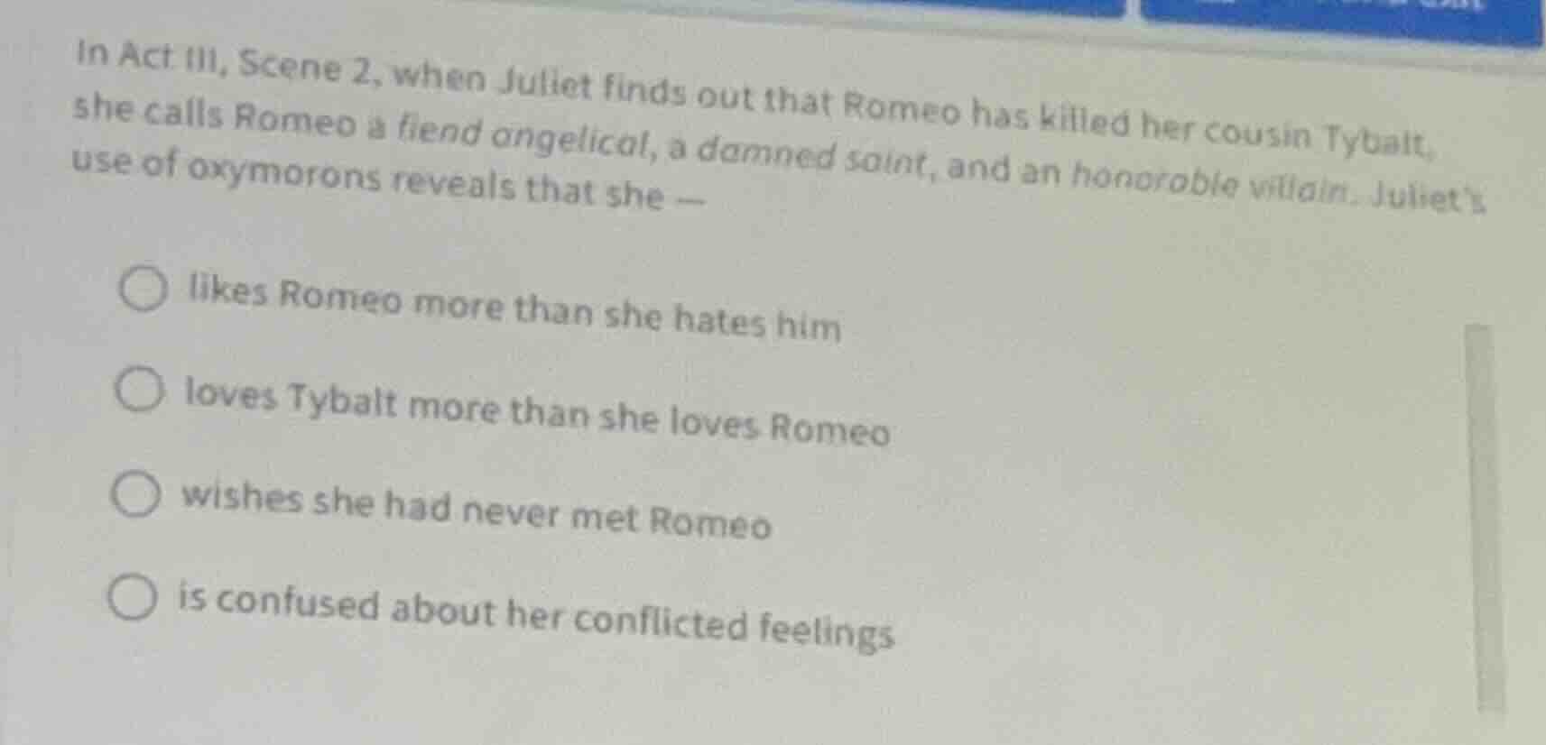 in act iii, scene 2, when juliet finds out that romeo has killed her co…