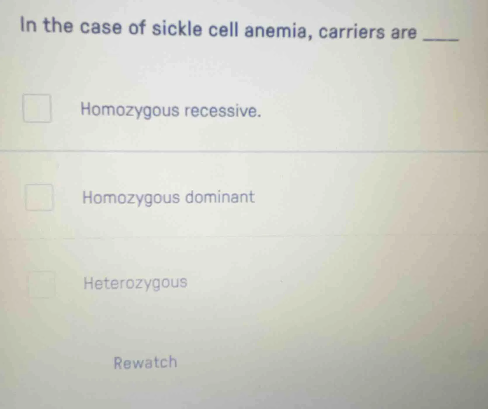 in the case of sickle cell anemia, carriers are ______ homozygous reces…