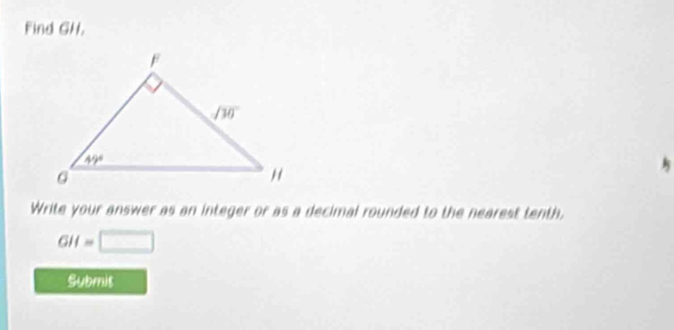 find gh. write your answer as an integer or as a decimal rounded to the…