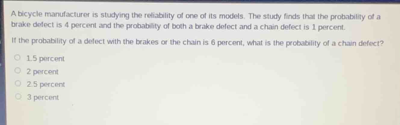 a bicycle manufacturer is studying the reliability of one of its models…