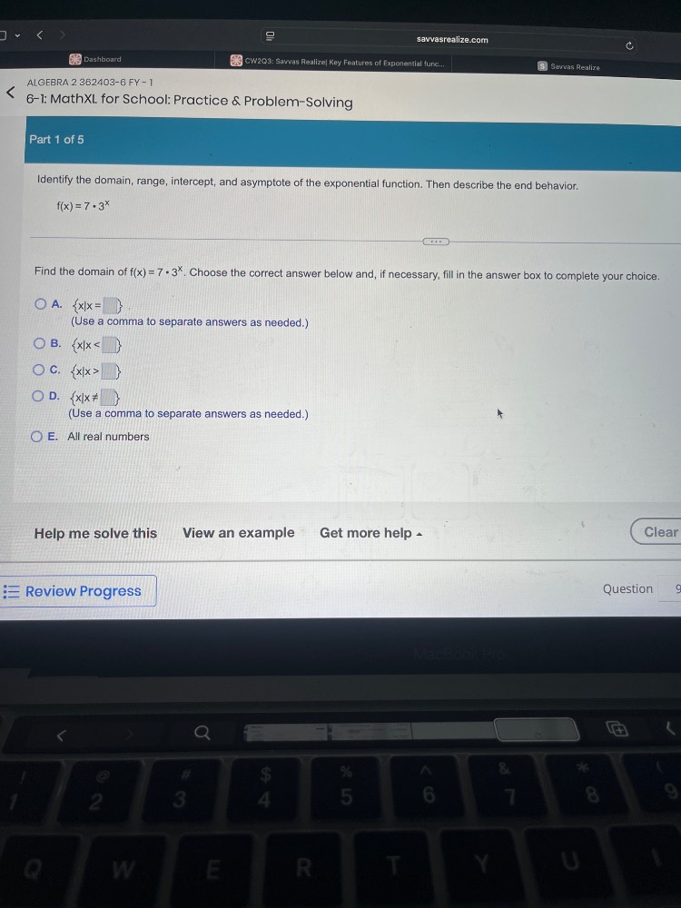 identify the domain, range, intercept, and asymptote of the exponential…