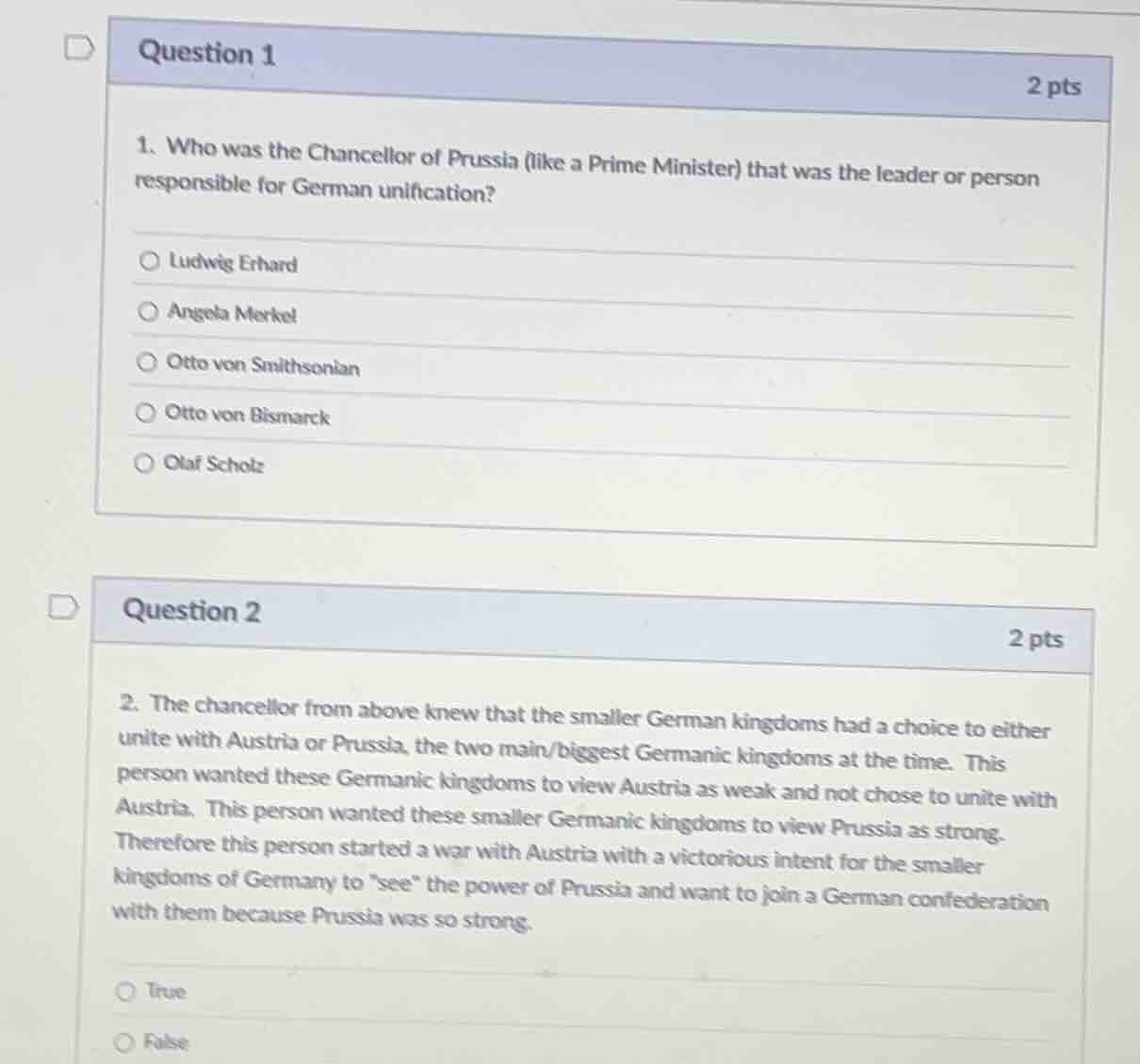 question 1 1. who was the chancellor of prussia (like a prime minister)…