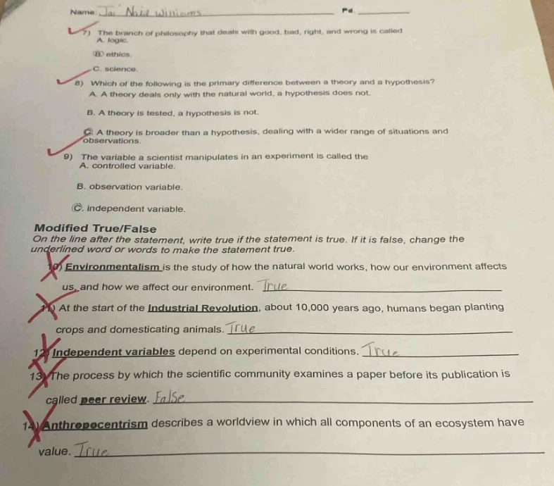 name: junia williams pd 7) the branch of philosophy that deals with goo…