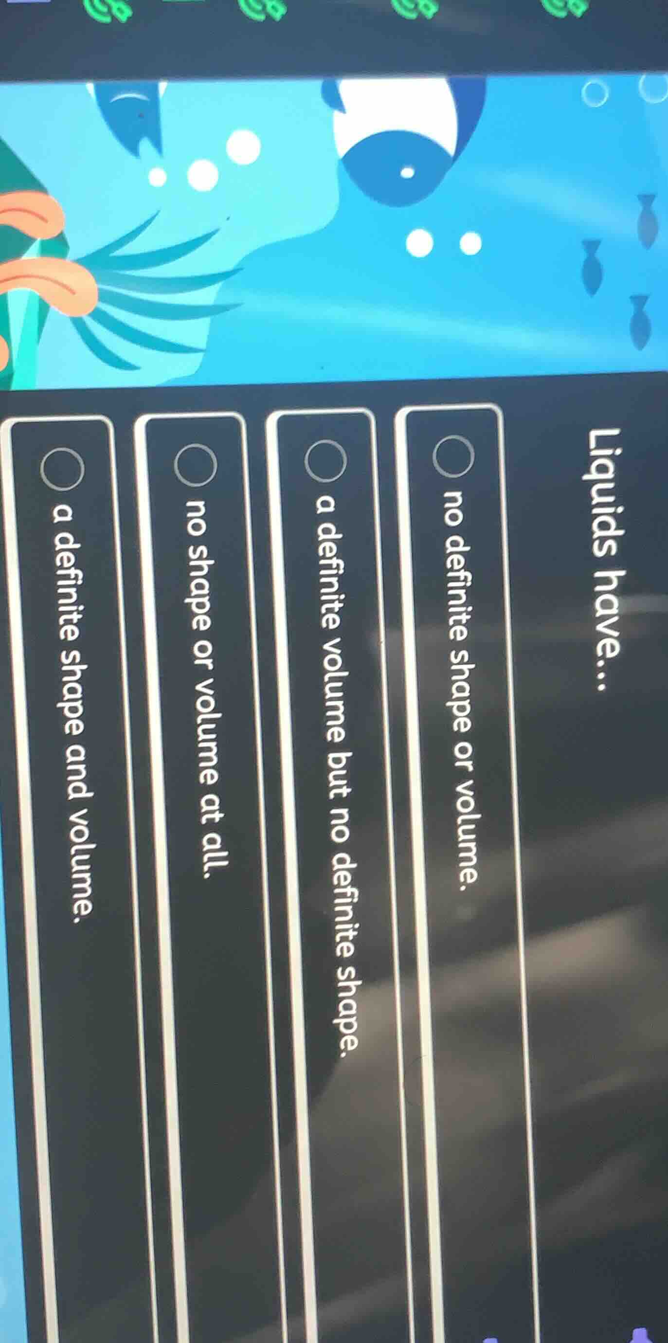 liquids have... no definite shape or volume. a definite volume but no d…