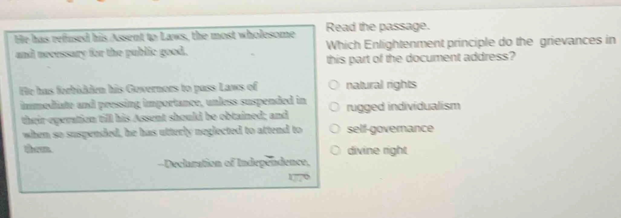 he has refused his assent to laws, the most wholesome and necessary for…