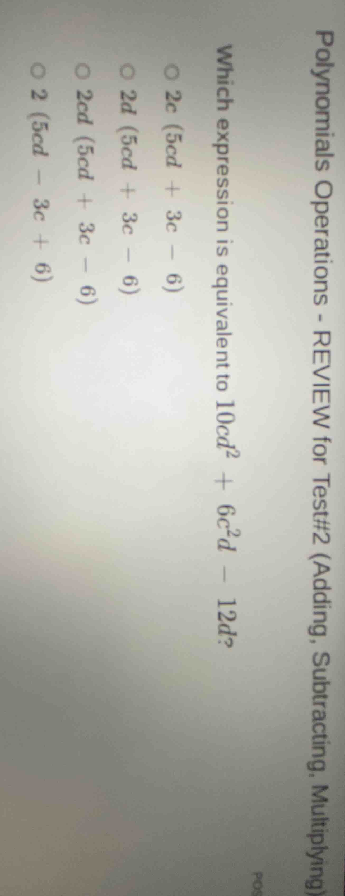 polynomials operations - review for test#2 (adding, subtracting, multip…