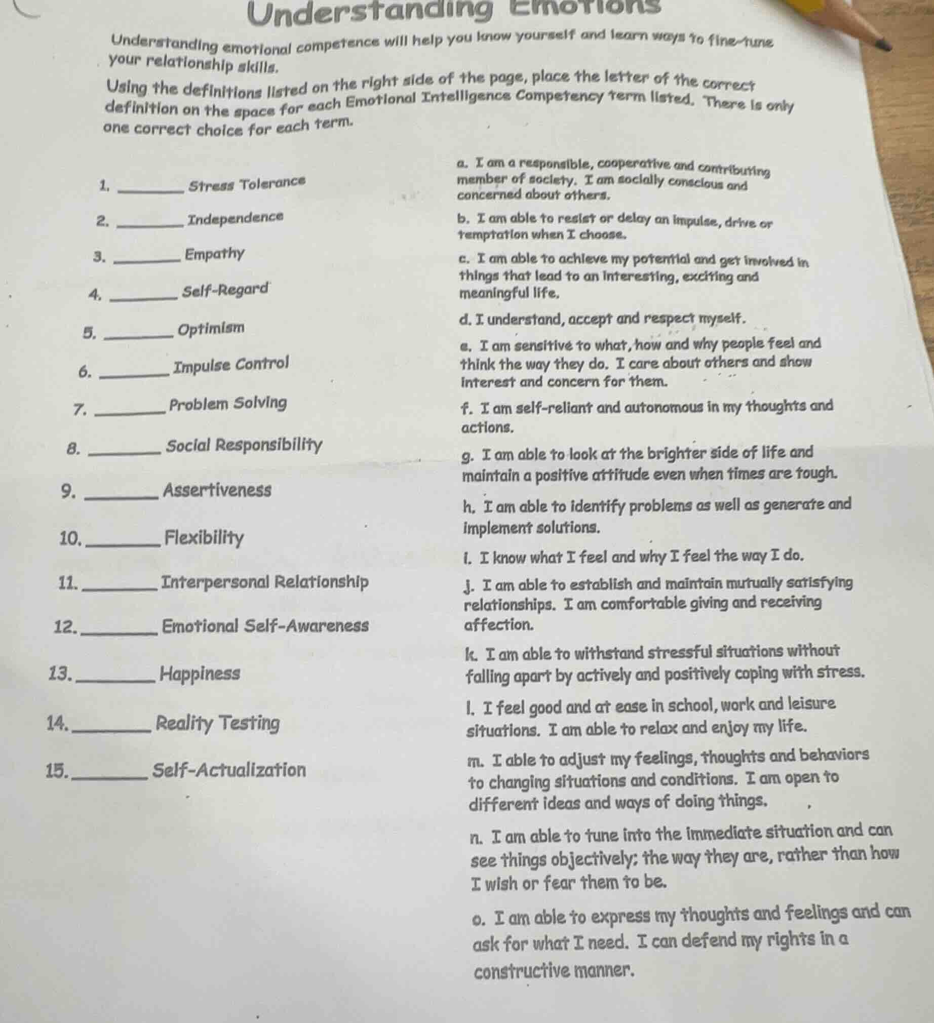 understanding emotions understanding emotional competence will help you…