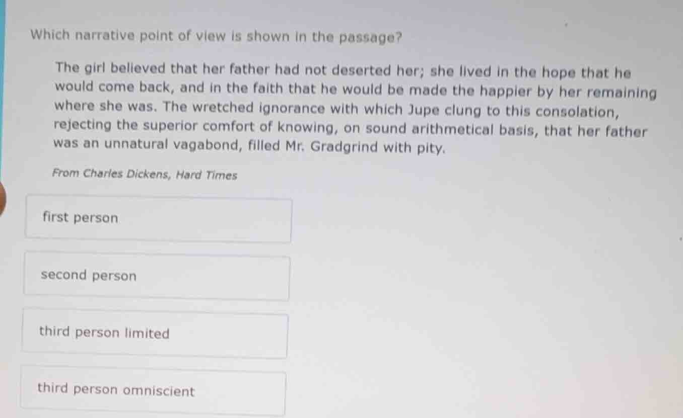 which narrative point of view is shown in the passage? the girl believe…