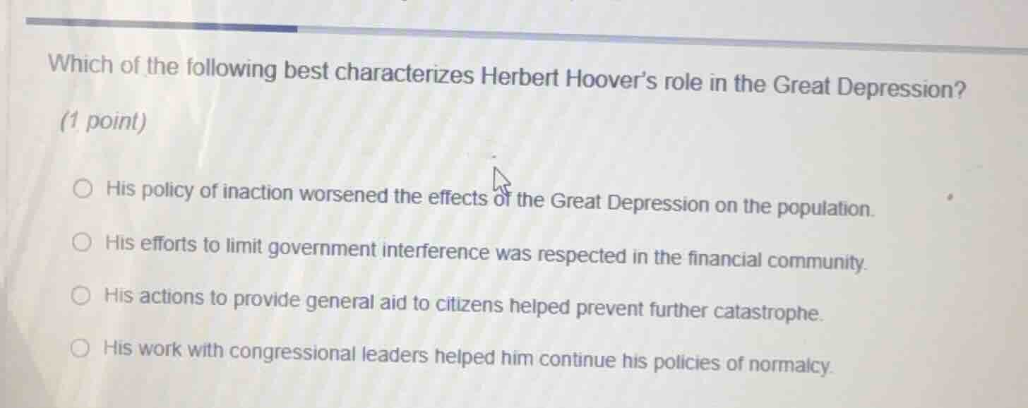 which of the following best characterizes herbert hoover’s role in the …