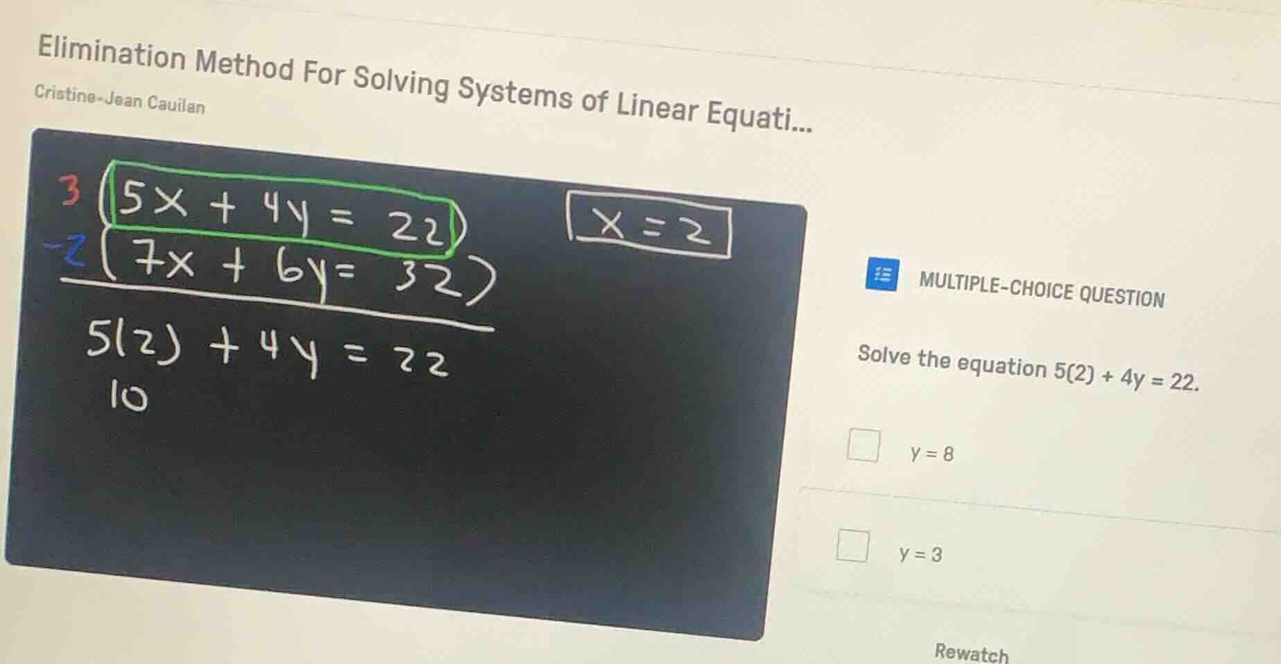 elimination method for solving systems of linear equati... cristine-jea…