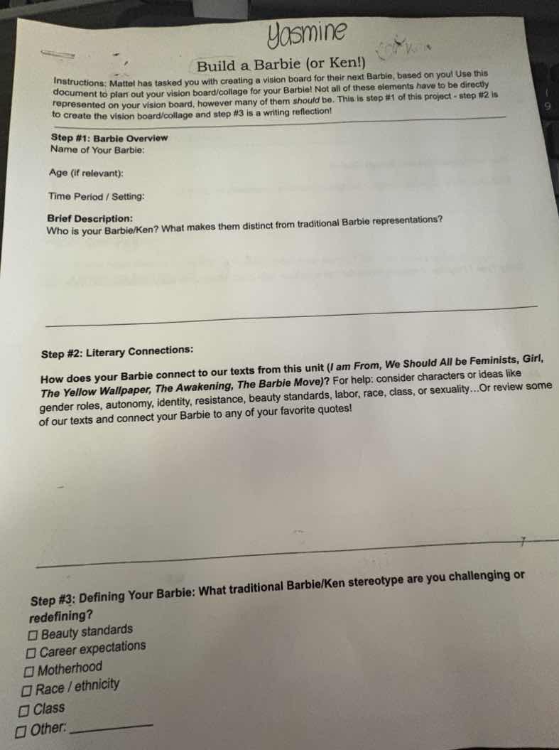 yasmine build a barbie (or ken!) instructions: mattel has tasked you wi…