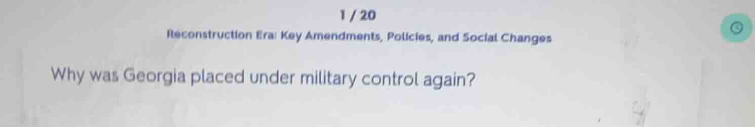 1 / 20 reconstruction era: key amendments, policies, and social changes…