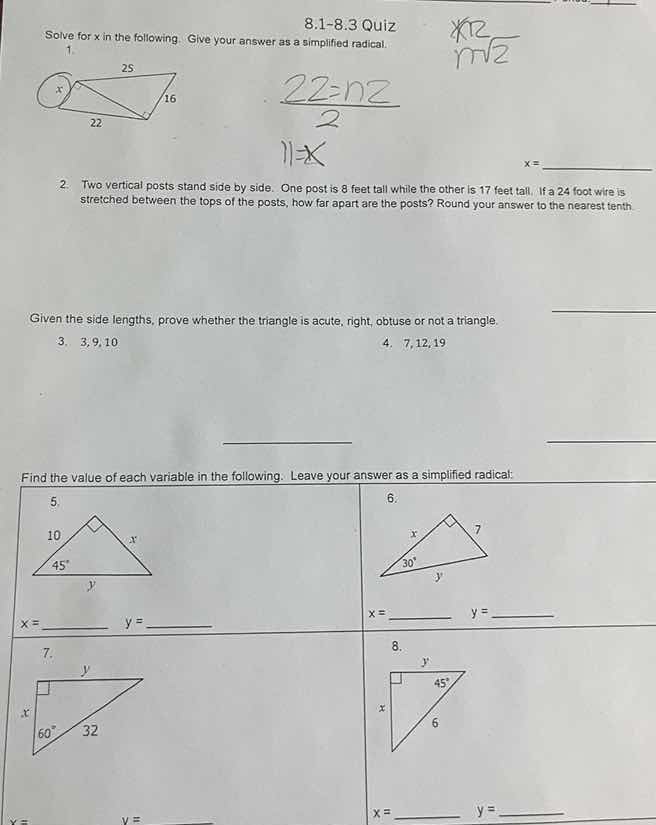 8.1-8.3 quiz solve for x in the following. give your answer as a simpli…