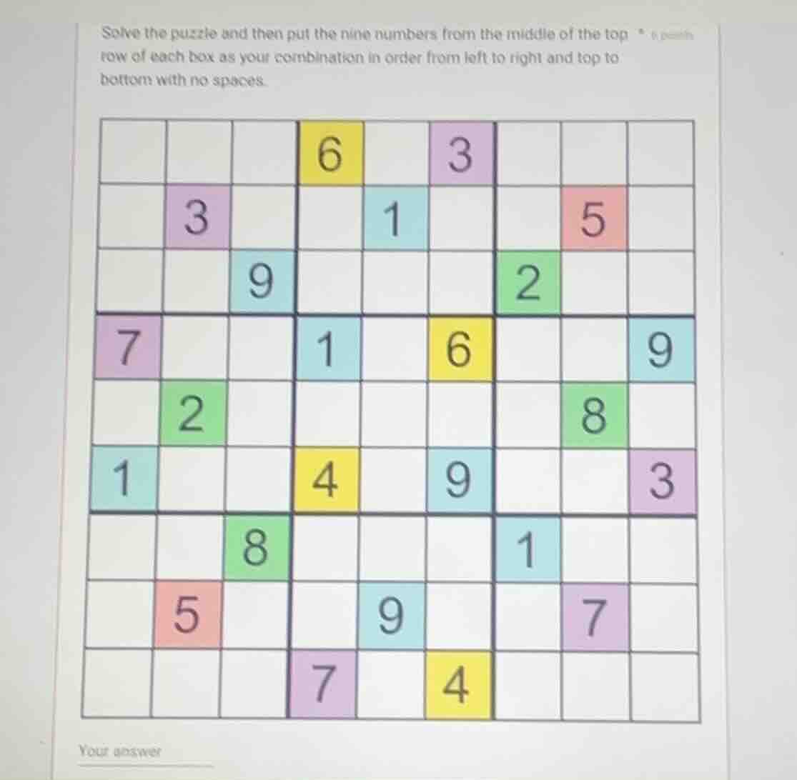 solve the puzzle and then put the nine numbers from the middle of the t…