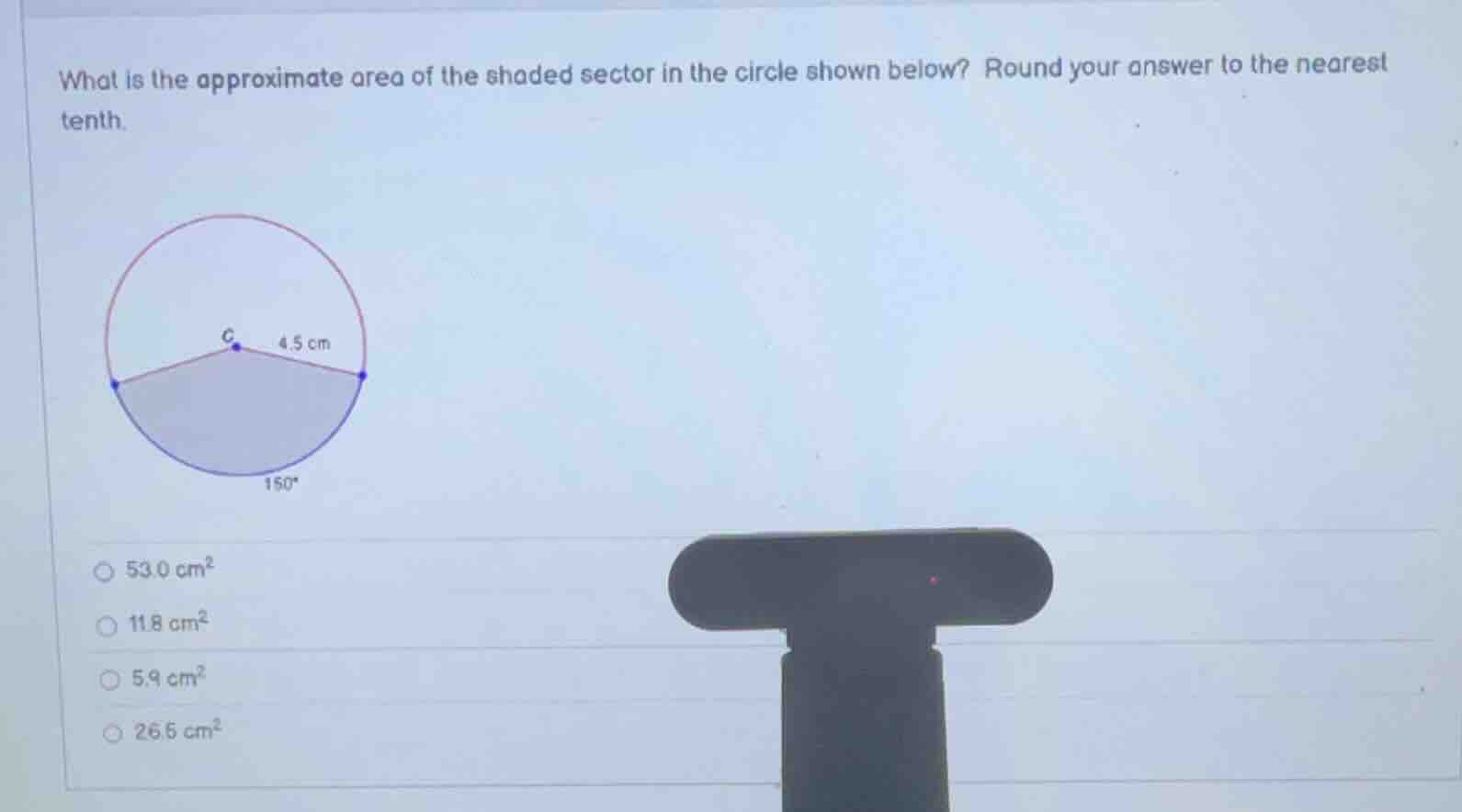 what is the approximate area of the shaded sector in the circle shown b…