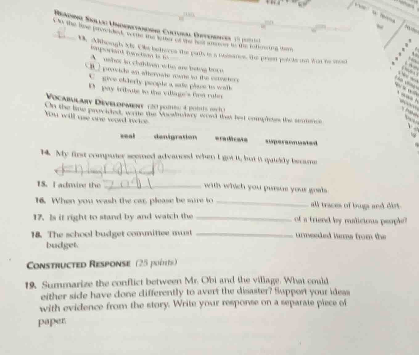 reading skills: understanding cultural differences (15 points) on the l…