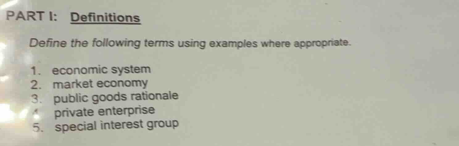 part i: definitions define the following terms using examples where app…