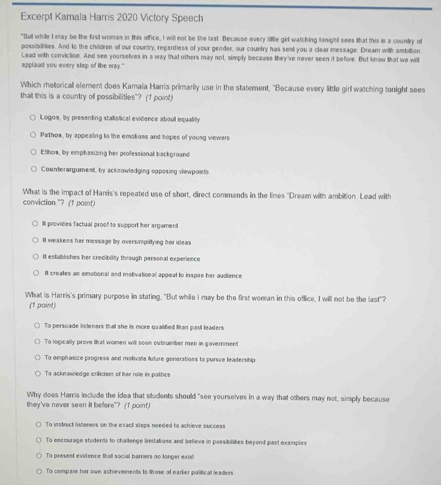 excerpt kamala harris 2020 victory speech \but while i may be the first…