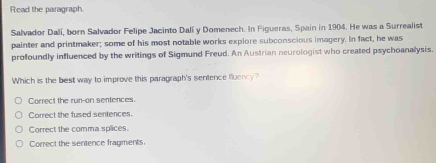 read the paragraph. salvador dalí, born salvador felipe jacinto dalí y …