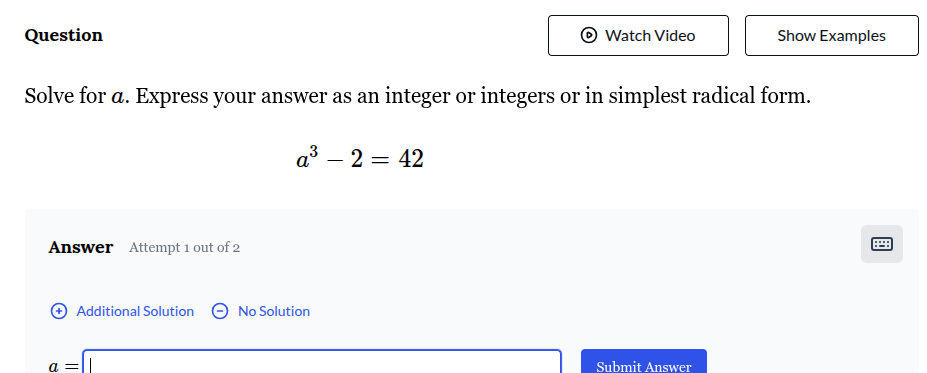 question solve for ( a ). express your answer as an integer or integers…
