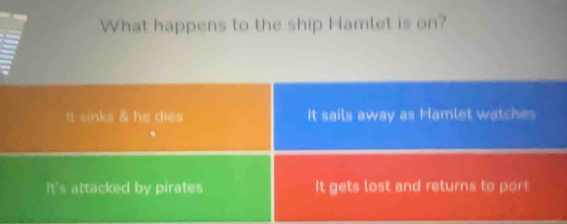 what happens to the ship hamlet is on? it sinks & he dies it sails away…
