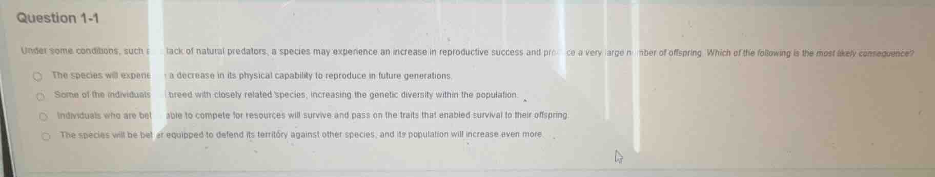 question 1-1 under some conditions, such as lack of natural predators, …