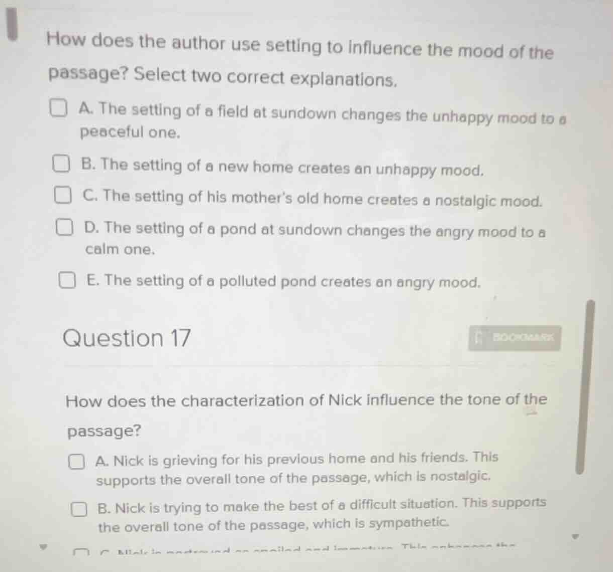 how does the author use setting to influence the mood of the passage? s…