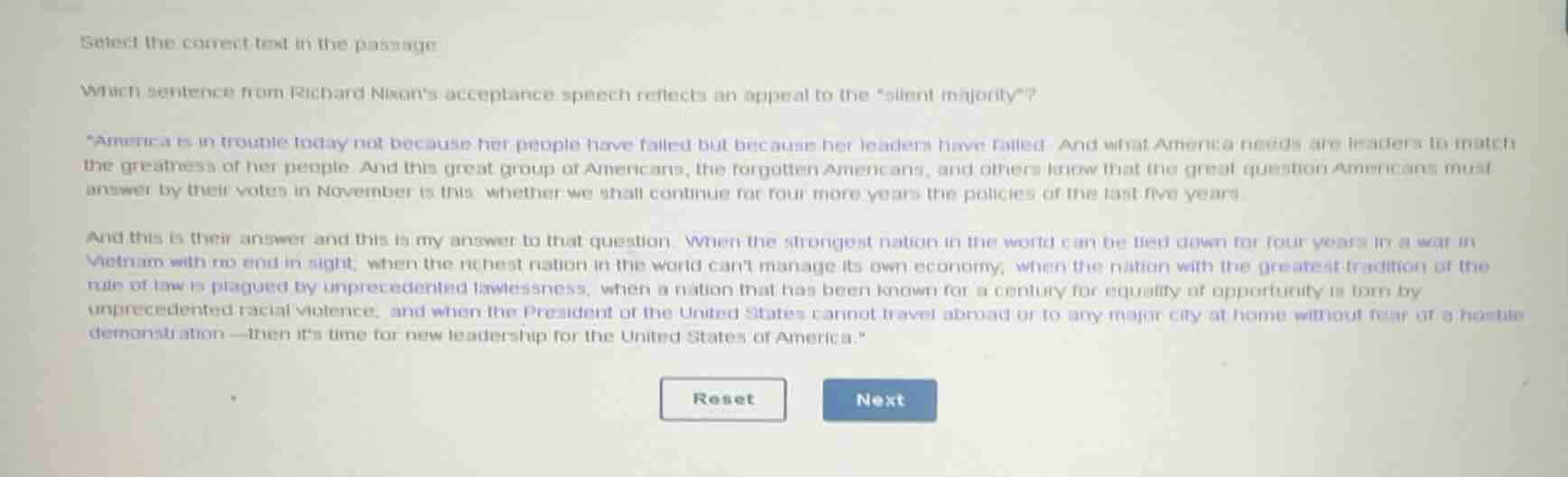 select the correct text in the passage which sentence from richard nixo…