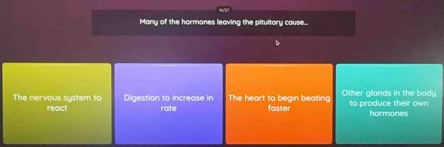 many of the hormones leaving the pituitary cause... the nervous system …