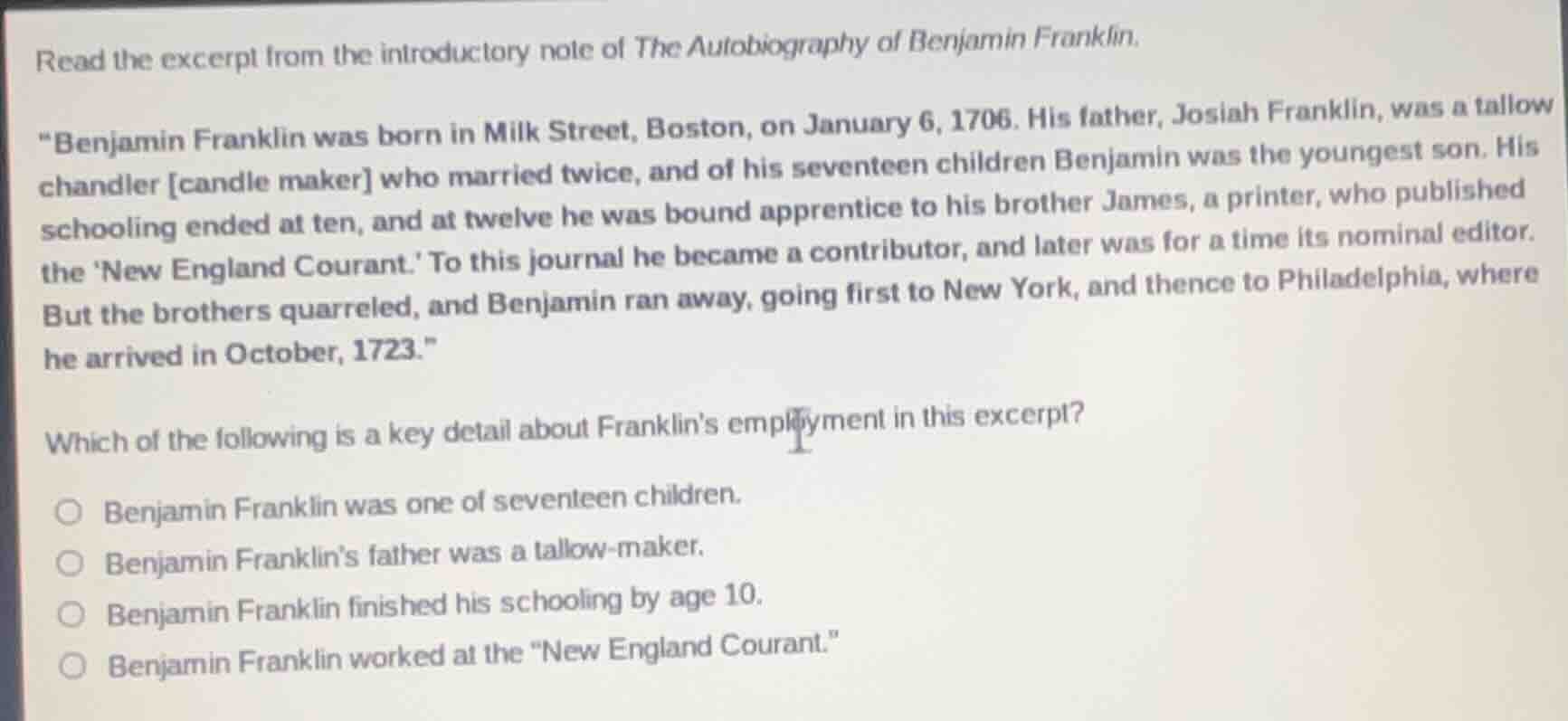 read the excerpt from the introductory note of the autobiography of ben…