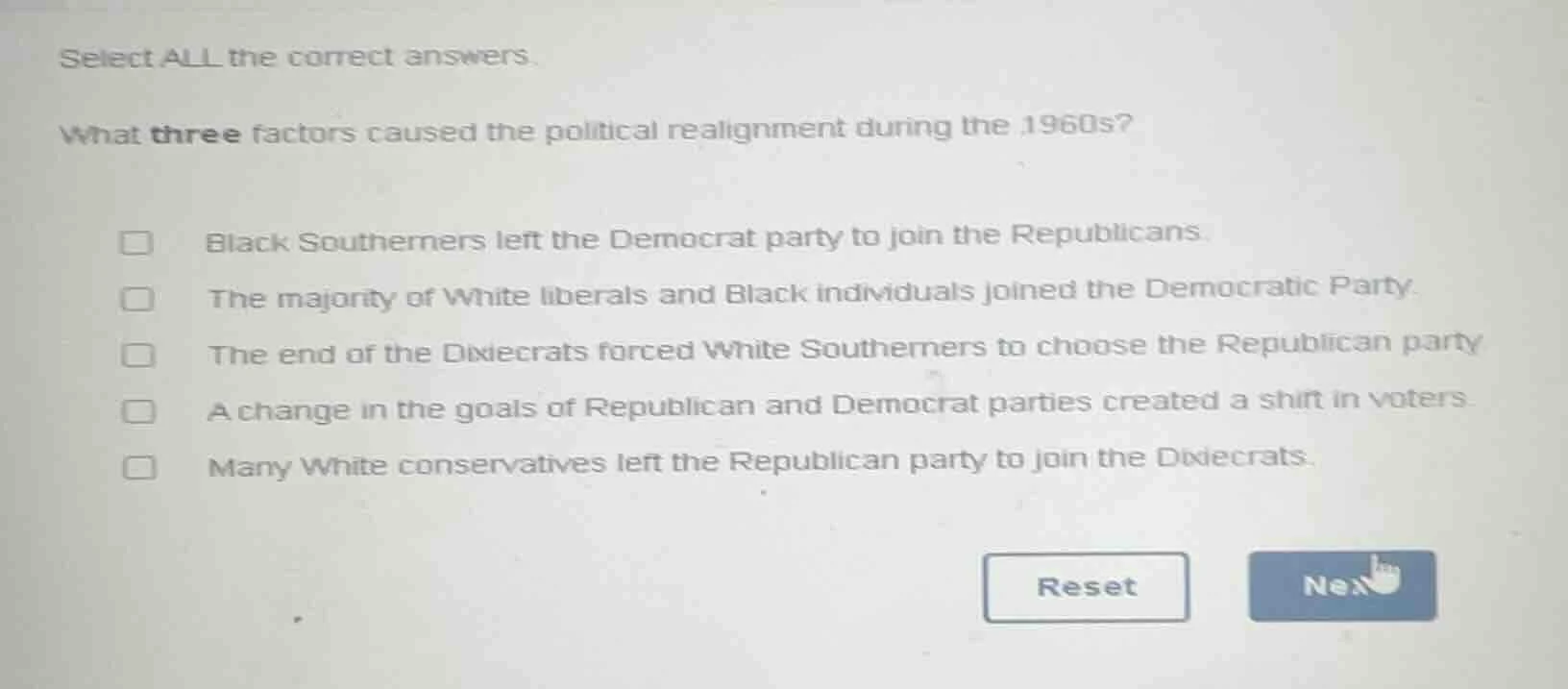 select all the correct answers. what three factors caused the political…