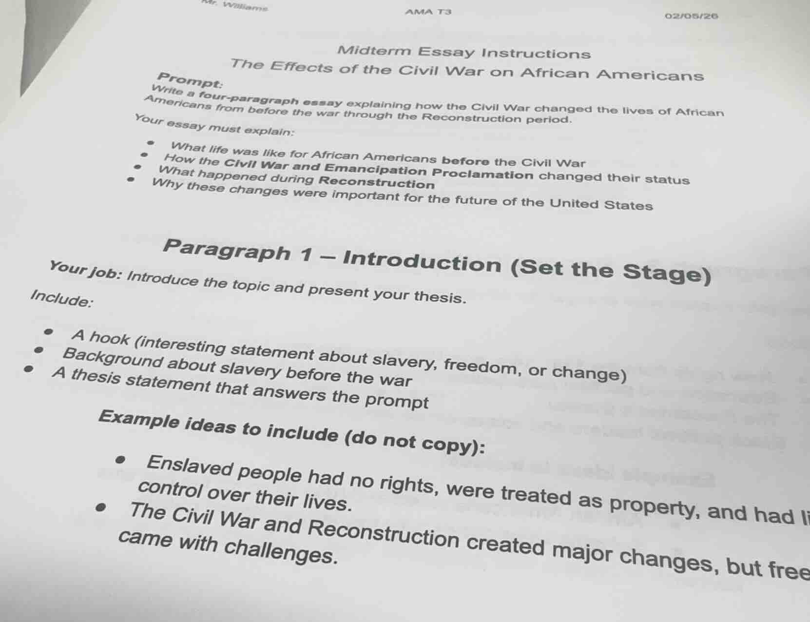 mr. williams ama t3 02/05/26 midterm essay instructions the effects of …