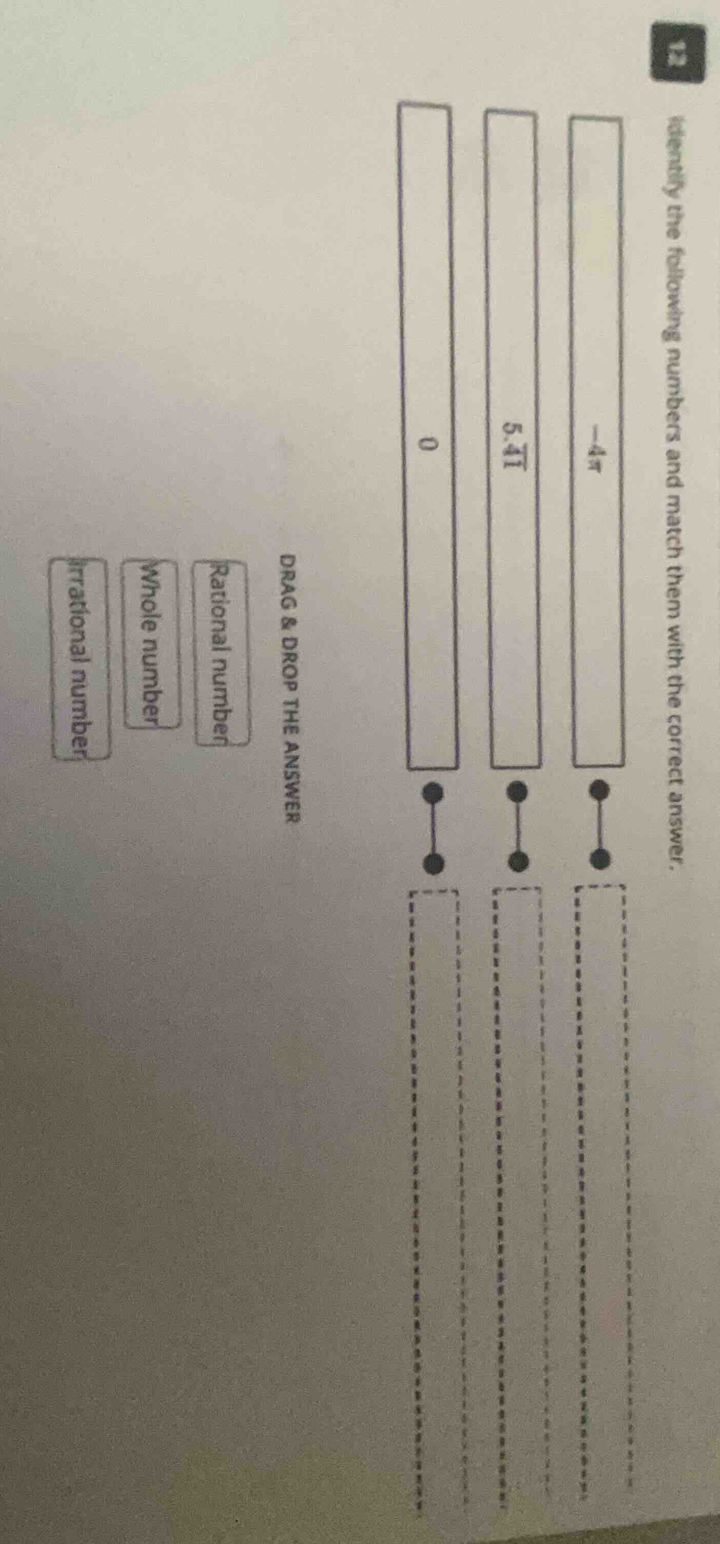 identify the following numbers and match them with the correct answer. …