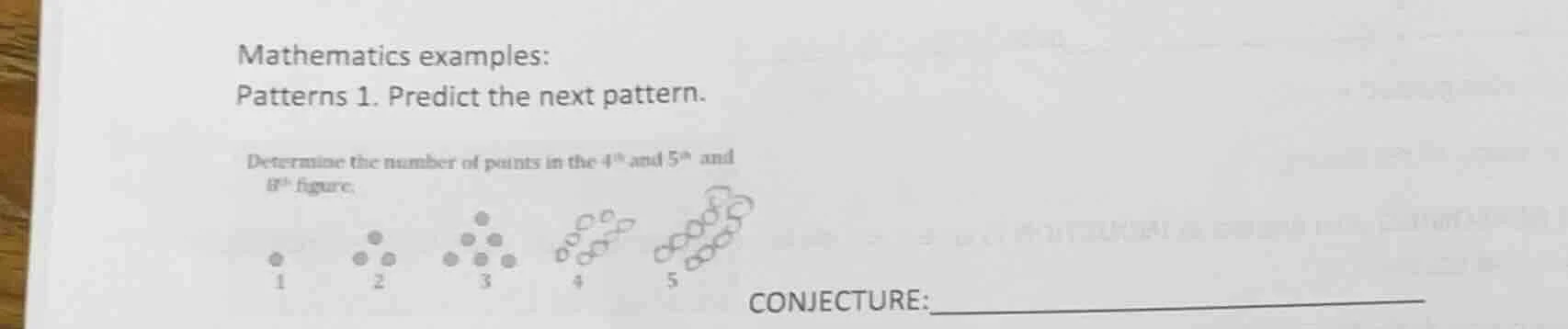 mathematics examples: patterns 1. predict the next pattern. determine t…