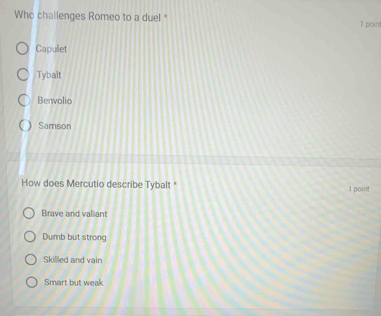 who challenges romeo to a duel * capulet tybalt benvolio samson how doe…